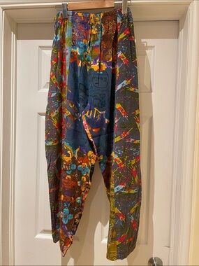 Passion Design Abstract Art Rayon Harem Pants Boho Festival Dopamine Aesthetic